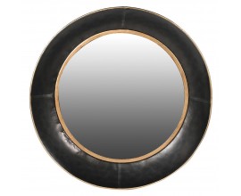 Vintage kruhové zrcadlo Zlarion s kovovým ramem a lemem ze zlaté barvy 50cm