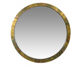 Kruhové vintage zrcadlo Mottled Brass s mosazným rámem 92cm