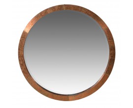 Mosazné kulaté zrcadlo Barrata v industriálním stylu s pololesklým finišem rámu s měděným odleskem a ozdobnými svary