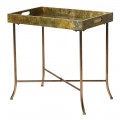 Vintage mosazný příruční stolek Roel v metalickém provedení na nožičkách a úchyty 62cm