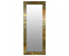 Vintage závěsné zrcadlo Barrata v obdélníkovém tvaru se zlatým rámem s odlesky z kovu 209cm