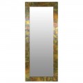 Obdélníkové zrcadlo Barrata s kovovým rámem ve zlaté barvě ve vintage stylu s vícebarevným odrazem