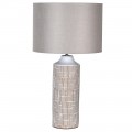 Dizajnová nočná lampa Ima s keramickou ozdobnou podstavou a okrúhlým béžovým tienidlom 68cm