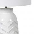 Moderní bílá stolní lampa Chara s lanovým stínítkem 36cm