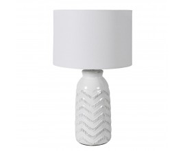 Moderní bílá stolní lampa Chara s lanovým stínítkem 36cm