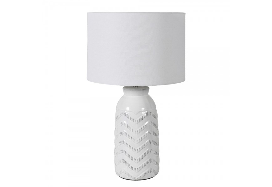 Moderní bílá stolní lampa Chara s lanovým stínítkem