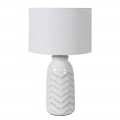 Moderní bílá stolní lampa Chara s lanovým stínítkem