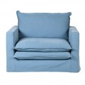 Komfort a elegance v jednom - luxusní křeslo Sky v modrém lněném provedení