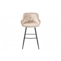 Moderní glamour barová židle Rufus s béžovým sametovým čalouněním a kovovou černou konstrukcí