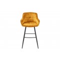 Designová industriální barová židle Rufus se žlutým čalouněním a černou konstrukcí z kovu 100cm