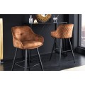 Stylová glamour barová židle Rufus s měděným hnědým čalouněním a černou konstrukcí z kovu 100cm