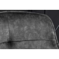 Glamour designová barová židle Rufus s tmavě šedým sametovým čalouněním a černou konstrukcí z kovu 100cm