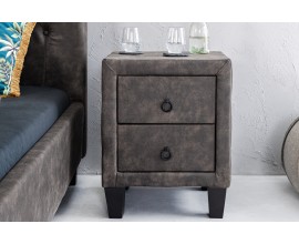 Designový noční stolek Gambino se sametovým potahem tmavě šedé barvy se dvěma zásuvkami 50cm