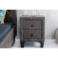 Designový noční stolek Gambino se sametovým potahem tmavě šedé barvy se dvěma zásuvkami 50cm