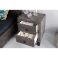 Designový noční stolek Gambino se sametovým potahem tmavě šedé barvy se dvěma zásuvkami 50cm