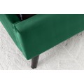 Retro manželská postel Alva se smaragdově zeleným sametovým potahem a černými nožičkami 160x200cm