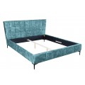 Designová chesterfield manželská postel Velouria petrolejové modré barvy s prošívaným čelem 160x200cm