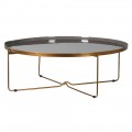 Art deco designový konferenční stolek Eedie zlato-šedé barvy z kovu kruhového tvaru