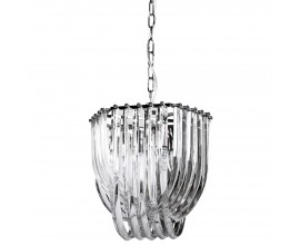 Designová křišťálová závěsná lampa Priti ve stříbrném provedení ze skla 30cm