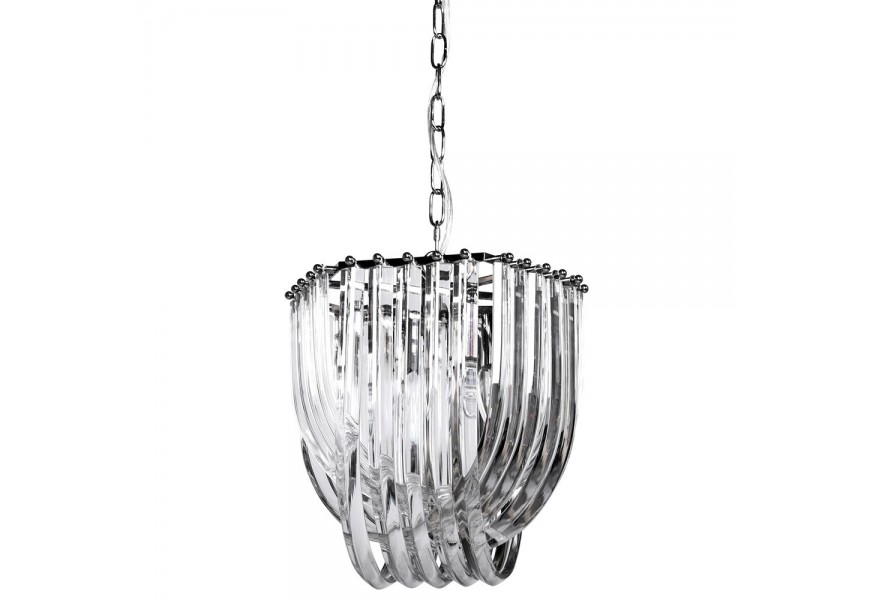 Designový lustr Priti ze skla s křišťálovým zdobením stříbrné barvy
