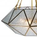 Designová závěsná lampa Erin se zlatou geometrickou konstrukcí z kovu a skla 68cm