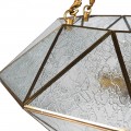 Designová závěsná lampa Erin se zlatou geometrickou konstrukcí z kovu a skla 68cm