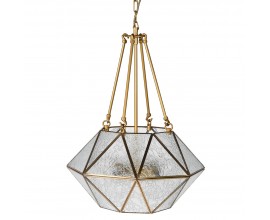 Art deco závěsná lampa Erin geometrických tvarů se zlatou kovovou konstrukcí 65cm
