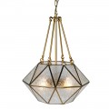 Art deco závěsná lampa Erin geometrických tvarů se zlatou kovovou konstrukcí 65cm