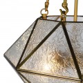 Art deco závěsná lampa Erin geometrických tvarů se zlatou kovovou konstrukcí 65cm