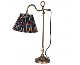 Vintage stolní lampa Cuenca s mosaznou konstrukcí a ozdobným textilním stínítkem 53cm