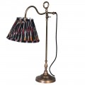 Designová vintage stolní lampa Cuenca se zlatou kovovou podstavou a černým stínítkem s barevnými vzory