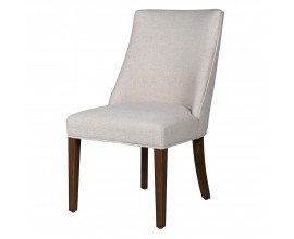 Moderní jídelní židle Almera s bílým krémovým čalouněním a dřevěnými nožičkami 95cm