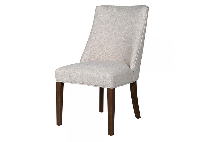 Designová moderní jídelní židle Almera s krémovým textilním potahem a hnědými nožičkami ze dřeva
