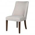 Designová moderní jídelní židle Almera s krémovým textilním potahem a hnědými nožičkami ze dřeva