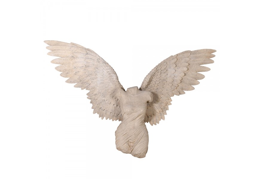 Stylová viintage socha Angel wings v přírodní barvě z polyresinu