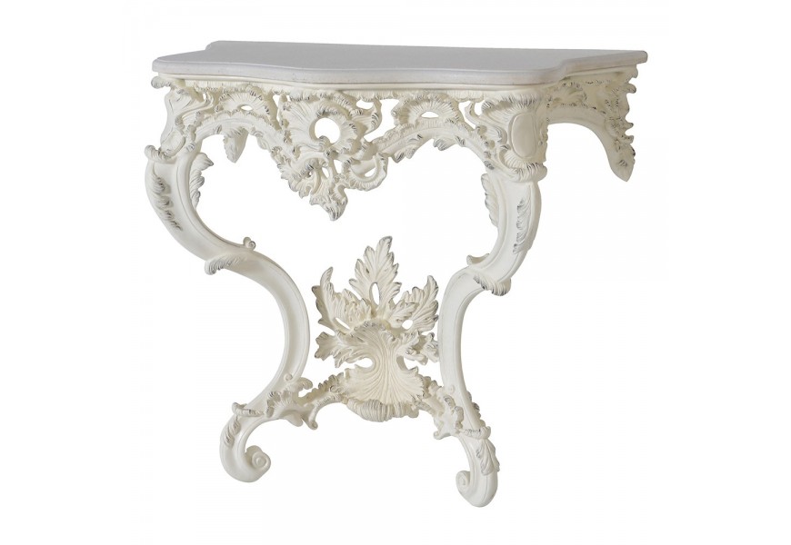 Barokní konzolový stůl v bílé barvě s vintage nádechem Selin
