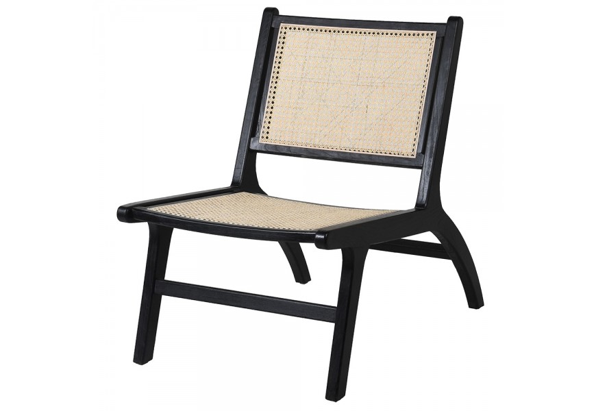Černá stylová ratanová židle v minimalistickém čínském stylu Eyson