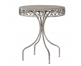 Vintage kulatý kovový stůl v šedé barvě Elin 72 cm