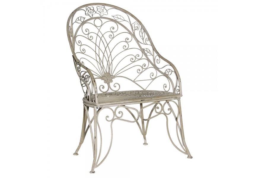 Vintage kovová židle s vysokým opěradlem v šedé barvě Milen 99 cm