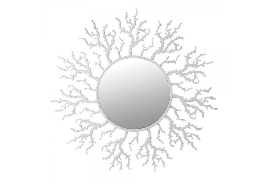 Designové kulaté zrcadlo Sallios s imitací korálů v bílé barvě 127cm