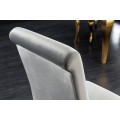 Designov&aacute; j&iacute;deln&iacute; židle Modern Barock se zlat&yacute;m kovov&yacute;m nohama a stř&iacute;brn&yacute;m potahem 104cm