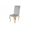 Designov&aacute; j&iacute;deln&iacute; židle Modern Barock se zlat&yacute;m kovov&yacute;m nohama a stř&iacute;brn&yacute;m potahem 104cm