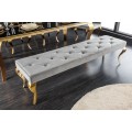 Designová jídelní lavice Modern Barock v šedém provedením ze sametu a se zlatými kovovými nožičkami
