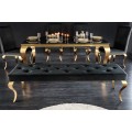 Luxusn&iacute; j&iacute;deln&iacute; lavice Modern Barock s čern&yacute;m sametov&yacute;m čalouněn&iacute;m a zlat&yacute;mi nožičkami z kovu 172cm