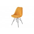 Moderní designová židle Scandinavia s manšestrovým čalouněním hořčicová žlutá