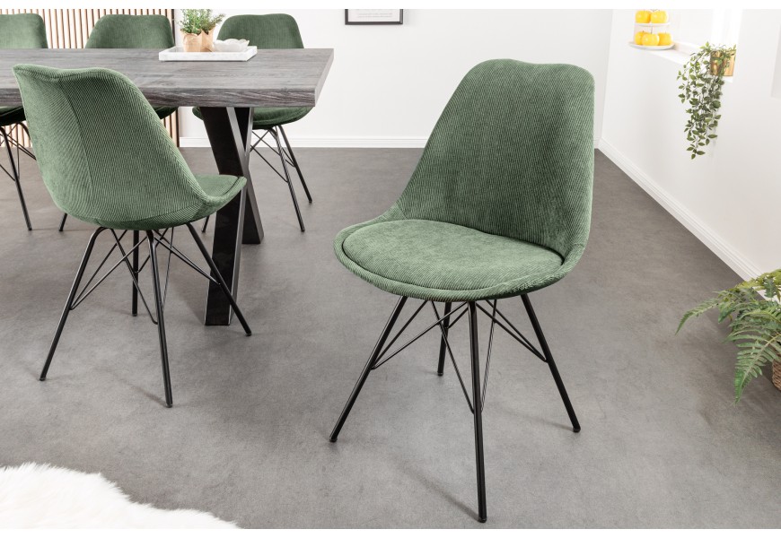 Moderní designová židle Scandinavia s manšestrovým šalvějovým čalouněním