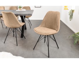 Moderní židle Scandinavia s manšestrovým čalouněním ve světle hnědé ovesné barvě