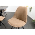 Moderní designová židle Scandinavia se manšestrovým čalouněním v ovesné barvě