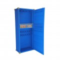 Industiální barová skříňka Perez s designem přepravního kontejneru z masivního dřeva modré barvy 180cm