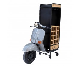 Stylová barová skříňka Ride s vinotékou a úložným prostorem s podstavou ve tvaru motorky